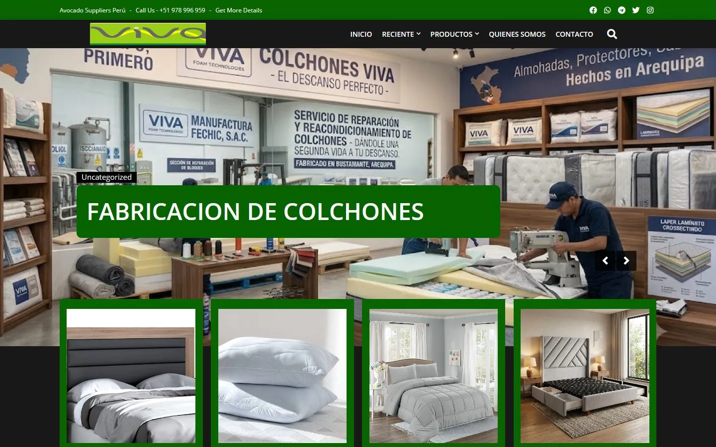 Captura del sitio Colchones Viva